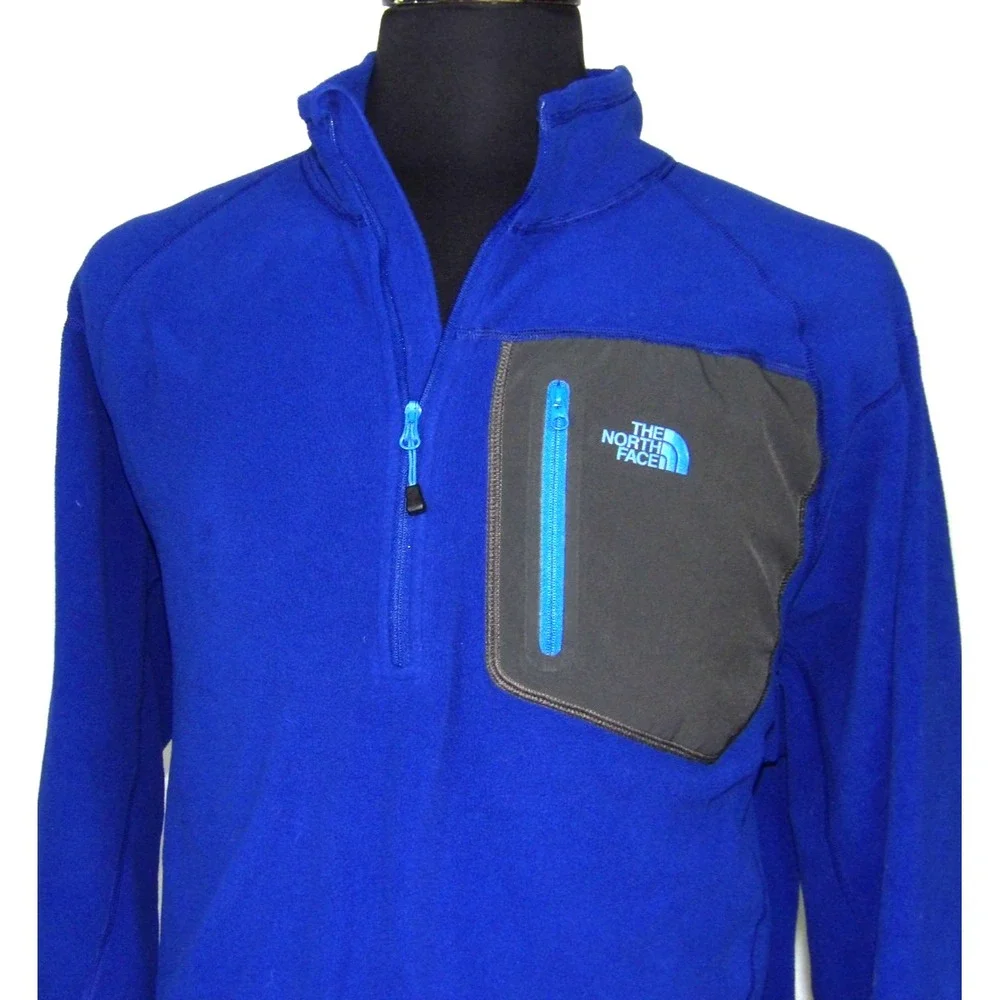 The North Face Blue Light Weight 1/4 Zip Pull Over Fleece Jacket Men's XL